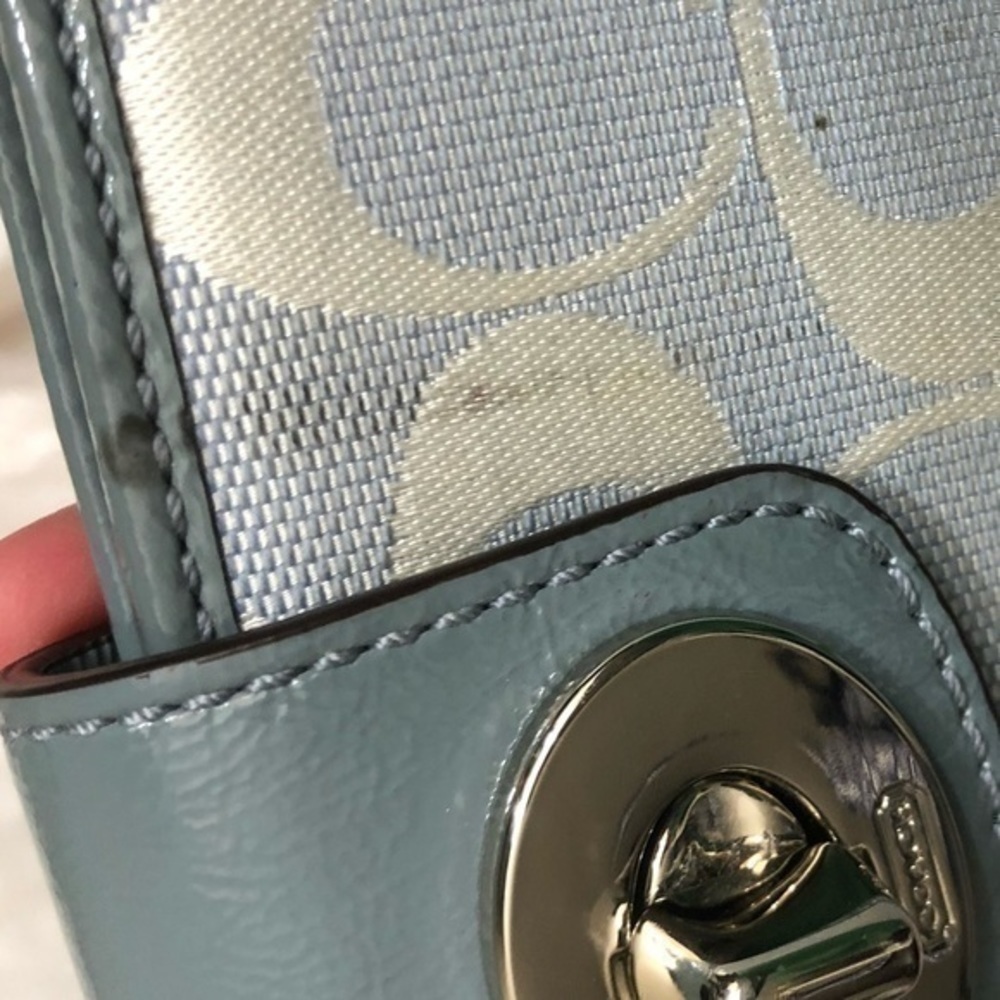 Coach blue/gray signature vintage y2k turnlock wallet - Picture 3 of 9
